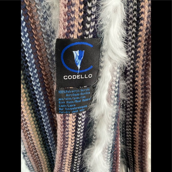 Codello Multi colored scarf with real white rabbit - Picture 2 of 2